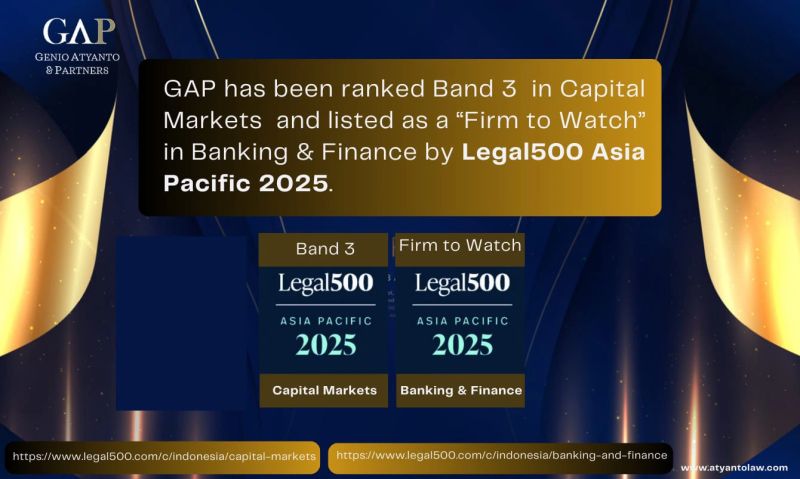 GAP has been ranked Band 3 in Capital Markets and recognized as a 'Firm to Watch' in Banking & Finance by Legal 500 Asia Pacific 2025